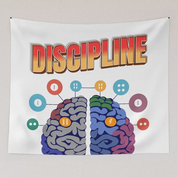 Item preview, Discipline Motivational Brain Graphic - Mental Focus Gym Apparel designed and sold by GraphixByHub.