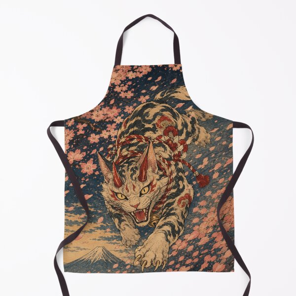 Item preview, Cherry Blossom Terror - Vintage Japanese Oni Cat Ukiyo-e Woodblock designed and sold by bapupa.
