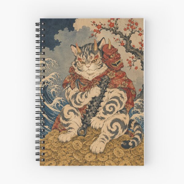Item preview, Iron Clawed Guardian - Vintage Japanese Oni Cat Ukiyo-e Woodblock designed and sold by bapupa.