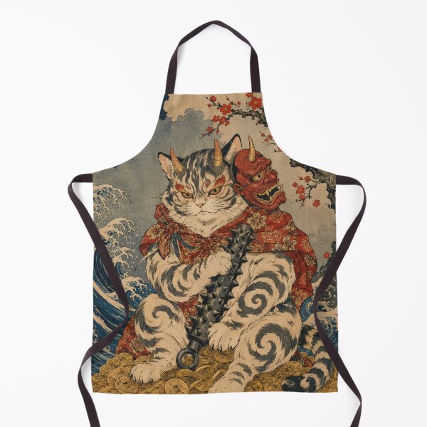 Item preview, Iron Clawed Guardian - Vintage Japanese Oni Cat Ukiyo-e Woodblock designed and sold by bapupa.