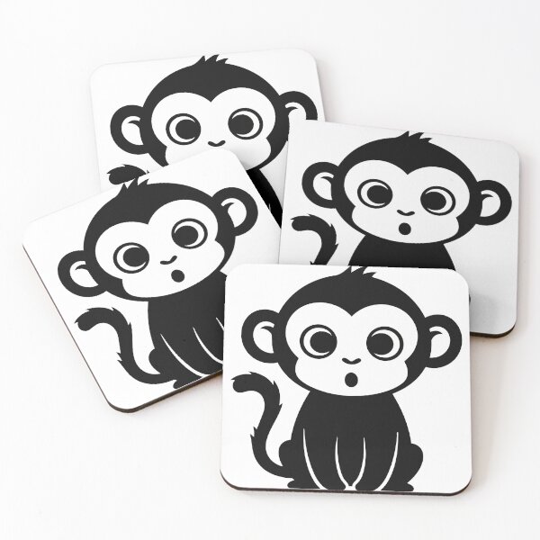 Item preview, Cute Baby Monkey Sticker - Kawaii Chibi Jungle Ape Silhouette Print Minimalist Surprised Chimpanzee Nursery Wall Art designed and sold by BestChoiceService.