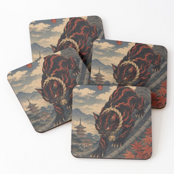 Item preview, Midnight Marauder - Vintage Japanese Oni Cat Ukiyo-e Woodblock designed and sold by bapupa.