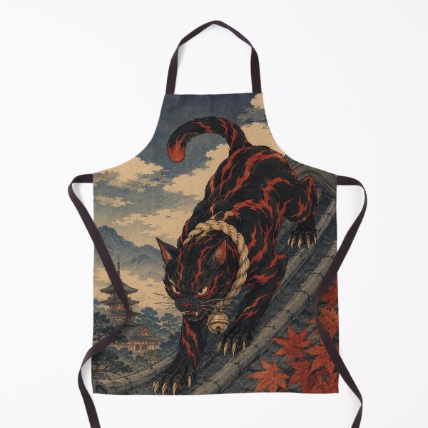 Item preview, Midnight Marauder - Vintage Japanese Oni Cat Ukiyo-e Woodblock designed and sold by bapupa.