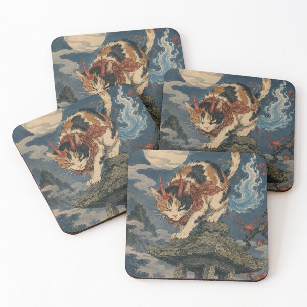 Item preview, Spectral Prowler - Vintage Japanese Oni Cat Ukiyo-e Woodblock designed and sold by bapupa.