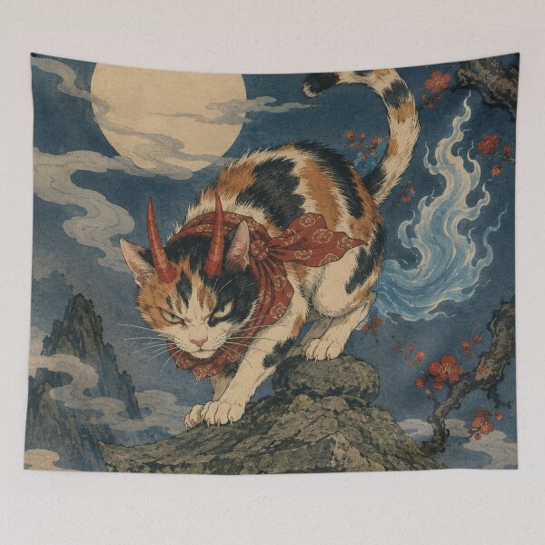 Item preview, Spectral Prowler - Vintage Japanese Oni Cat Ukiyo-e Woodblock designed and sold by bapupa.
