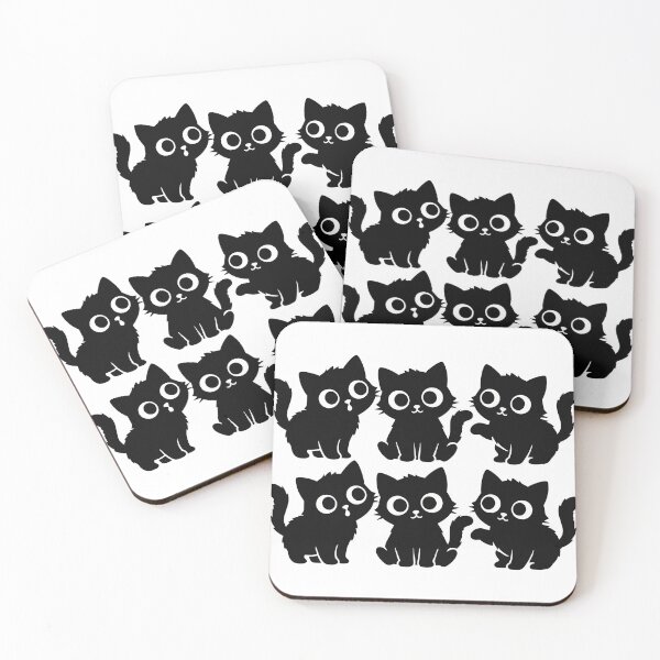Item preview, Cute Black Kittens Sticker Pack - Kawaii Chibi Cats Pattern Sheet Minimalist Monochrome Playful Kitty Nursery Wall Art designed and sold by BestChoiceService.