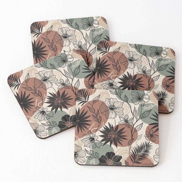 Item preview, Boho Tropical Floral Pattern, Earth Tone Botanical Design, Palm Leaf Flower Print, Neutral Seamless Nature Artwork, Modern Bohemian Illustration designed and sold by GalleryPeak.