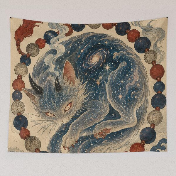 Item preview, Spirit Realm Sleeper - Vintage Japanese Oni Cat Ukiyo-e Woodblock designed and sold by bapupa.