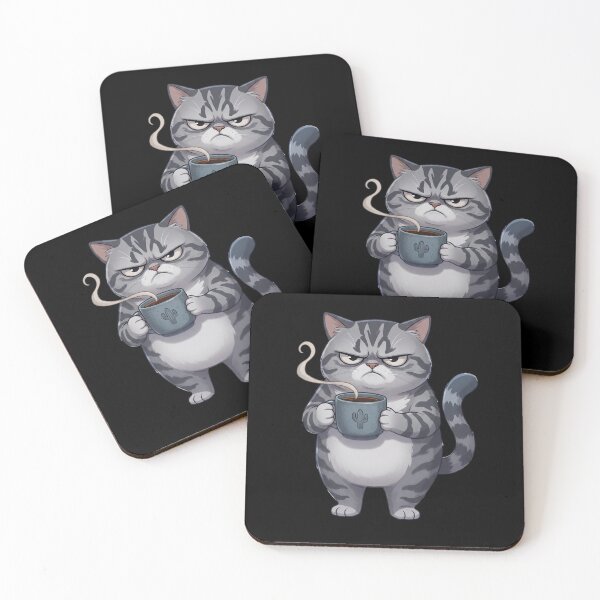 Item preview, Grumpy Grey Tabby Cat Coffee Mug Cactus designed and sold by CrystalMineArts.