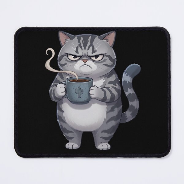 Item preview, Grumpy Grey Tabby Cat Coffee Mug Cactus designed and sold by CrystalMineArts.