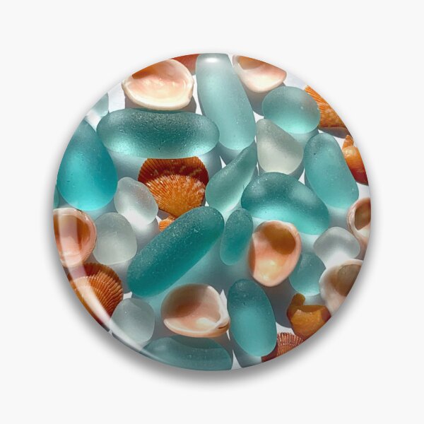 Item preview, Seaglass aqua and shells designed and sold by Jums-Med.