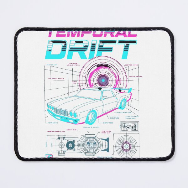Item preview, Temporal Drift Retro Time Machine Blueprint Synthwave T-Shirt designed and sold by Mousy17.