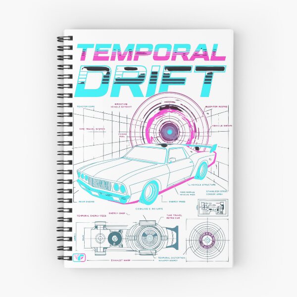 Item preview, Temporal Drift Retro Time Machine Blueprint Synthwave T-Shirt designed and sold by Mousy17.