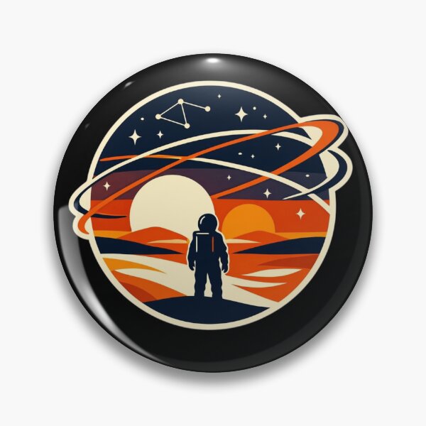 Item preview, Cosmic Explorer Gazing at Dual Moons Retro Futuristic Sticker designed and sold by Timeless Junction.