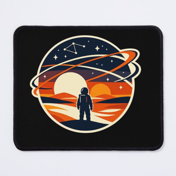 Item preview, Cosmic Explorer Gazing at Dual Moons Retro Futuristic Sticker designed and sold by Timeless Junction.