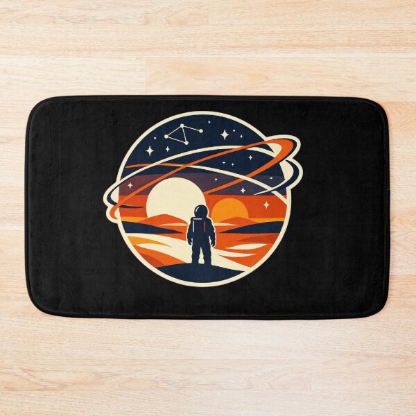 Item preview, Cosmic Explorer Gazing at Dual Moons Retro Futuristic Sticker designed and sold by Timeless Junction.