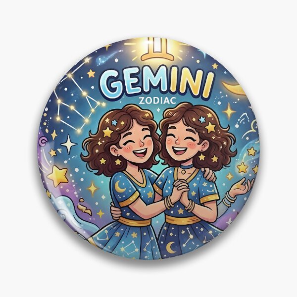 Item preview, Cute Gemini Zodiac Sign Twins Astrology designed and sold by Zodiac Celestial Art.