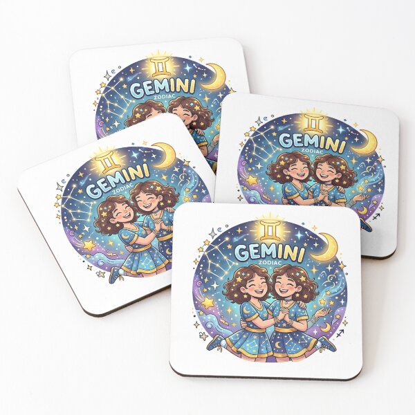 Item preview, Cute Gemini Zodiac Sign Twins Astrology designed and sold by Zodiac Celestial Art.