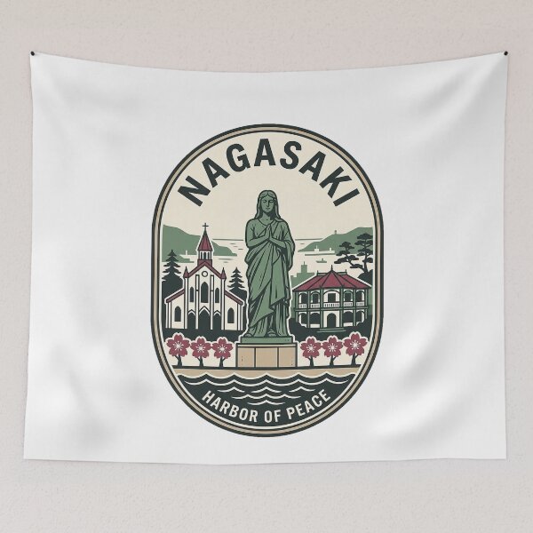 Item preview, Nagasaki Harbor of Peace Vintage Japan Travel Badge designed and sold by k3rstman1.