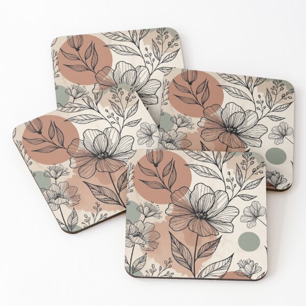 Item preview, Boho Floral Botanical Pattern, Neutral Wildflower Design, Earth Tone Flower Print, Seamless Nature Illustration, Sage Green Floral Artwork designed and sold by GalleryPeak.