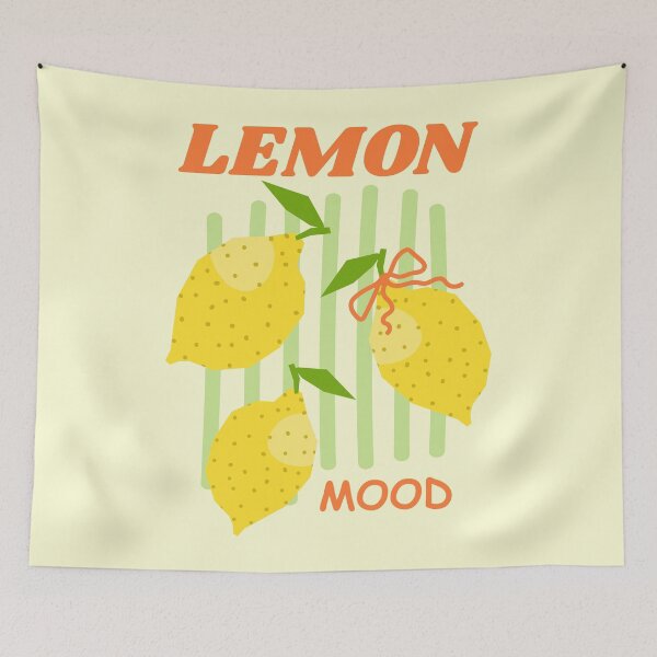 Item preview, Lemon Mood Aesthetic – Cute Citrus Illustration with Stripes designed and sold by Skryp-art.