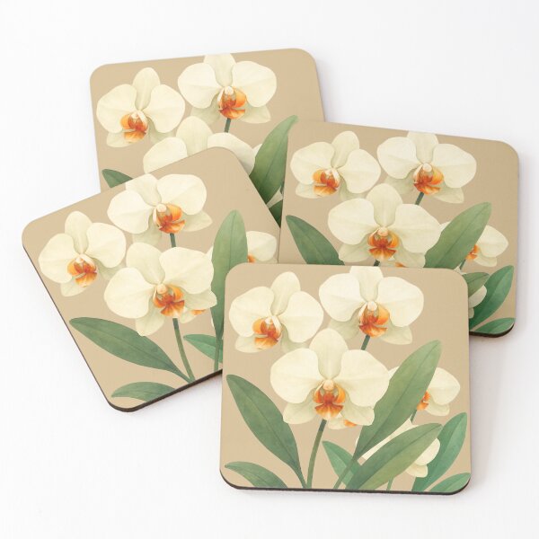 Item preview, orchides // golden hour botanical study designed and sold by Creativ_Design.