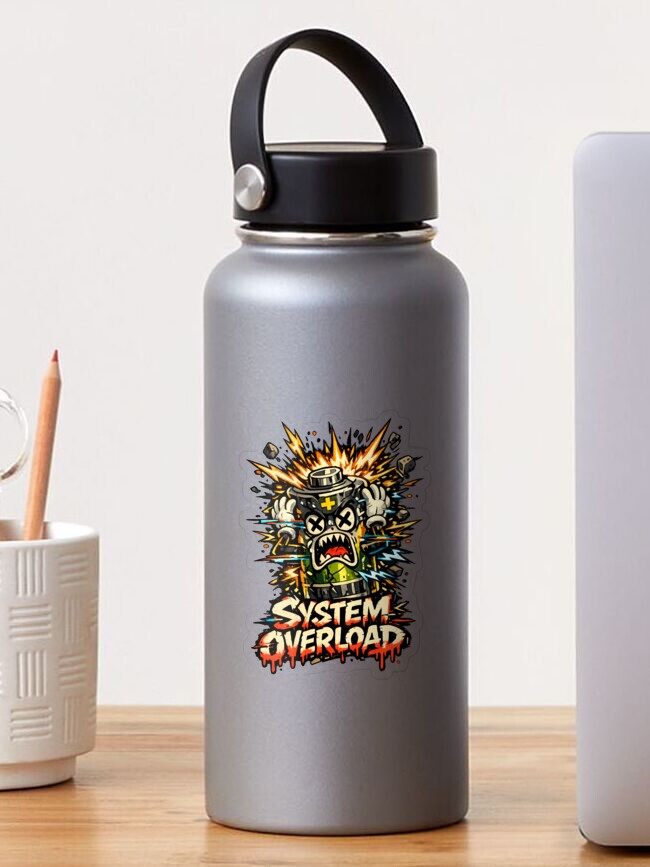 Thumbnail 1 of 3, Sticker, System Overload designed and sold by DesignTeamHub.