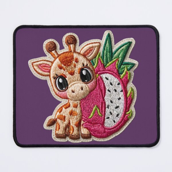Item preview, Cute Giraffe Dragon Fruit Embroidery Patch designed and sold by MegaNovaArt.