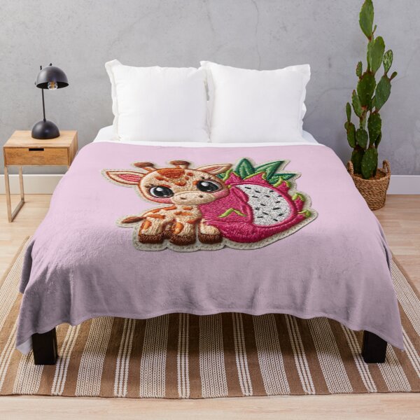 Item preview, Cute Giraffe Dragon Fruit Embroidery Patch designed and sold by MegaNovaArt.