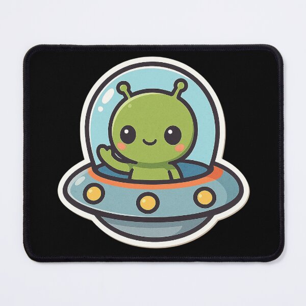Item preview, Cute Green Alien And UFO designed and sold by YnMstudio25.