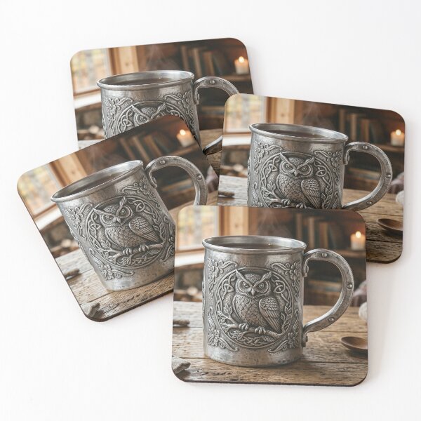 Item preview, Mystic Owl Embossed Metal Mug Art designed and sold by BlueMandarin.