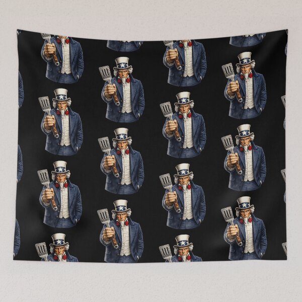 Item preview, BBQ Grill Master Uncle Sam Patriotic Barbecue Design designed and sold by TheTrendsDesk.