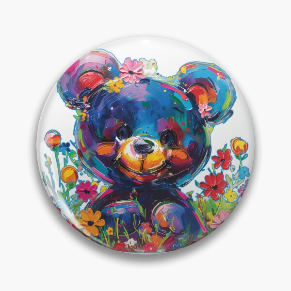Item preview, Colorful Teddy Bear Oil Paint Art Print Vibrant Impasto Floral Cute Animal Poster designed and sold by DesignArtist.ia.