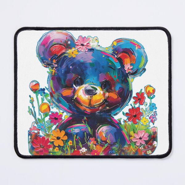 Item preview, Colorful Teddy Bear Oil Paint Art Print Vibrant Impasto Floral Cute Animal Poster designed and sold by DesignArtist.ia.