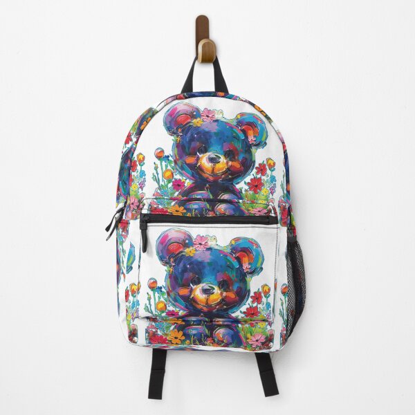 Item preview, Colorful Teddy Bear Oil Paint Art Print Vibrant Impasto Floral Cute Animal Poster designed and sold by DesignArtist.ia.
