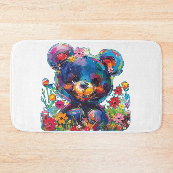 Item preview, Colorful Teddy Bear Oil Paint Art Print Vibrant Impasto Floral Cute Animal Poster designed and sold by DesignArtist.ia.