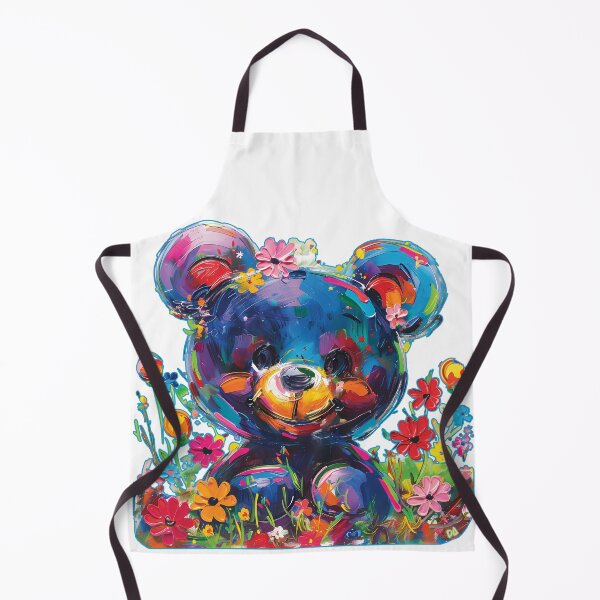 Item preview, Colorful Teddy Bear Oil Paint Art Print Vibrant Impasto Floral Cute Animal Poster designed and sold by DesignArtist.ia.