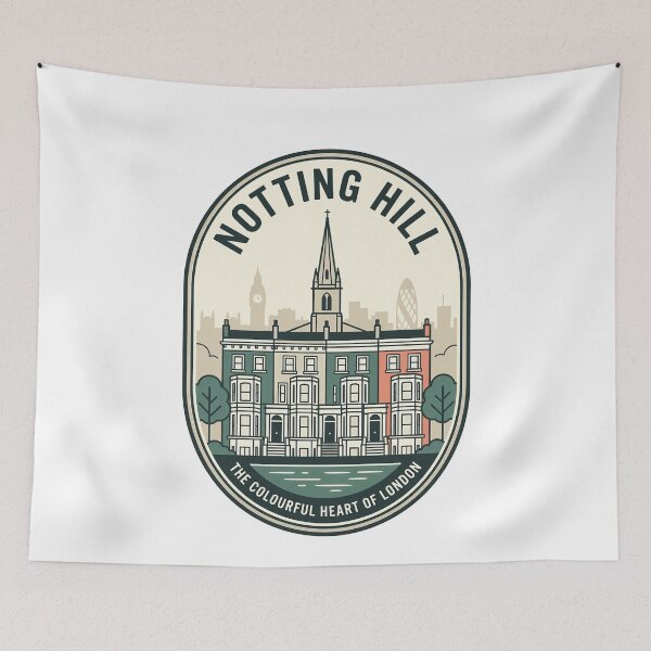 Item preview, Vintage Notting Hill London Colorful Houses Badge designed and sold by k3rstman1.
