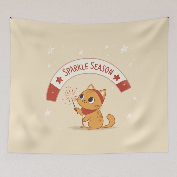 Item preview, Vintage Sparkle Season Cute Orange Cat Holding Sparkler Retro Independence Day Banner Art designed and sold by Ahmed-khafagy.
