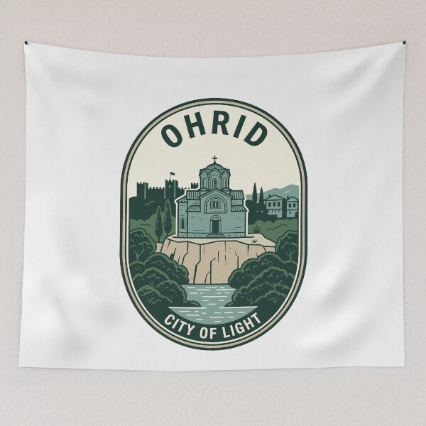 Item preview, Ohrid Macedonia City of Light Vintage Travel Badge designed and sold by k3rstman1.