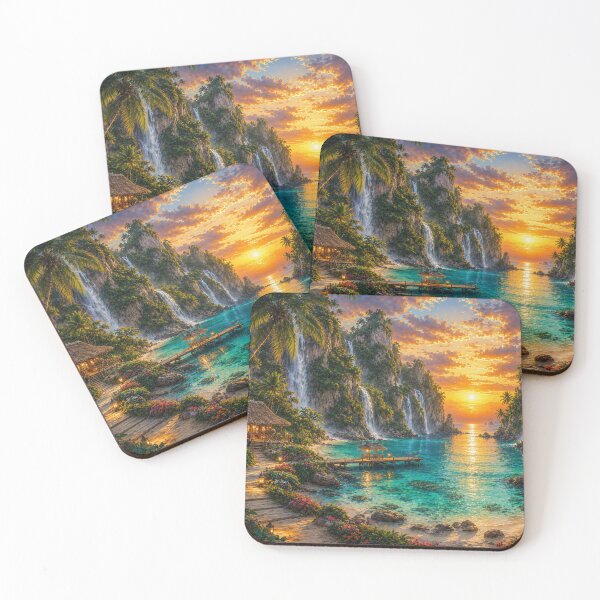 Item preview, Enchanted Sunset Lake Oil Painting | Magical Mountain Reflection Art designed and sold by Pond21.