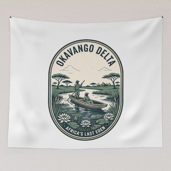 Item preview, Vintage Okavango Delta Botswana Safari Mokoro Scene designed and sold by k3rstman1.