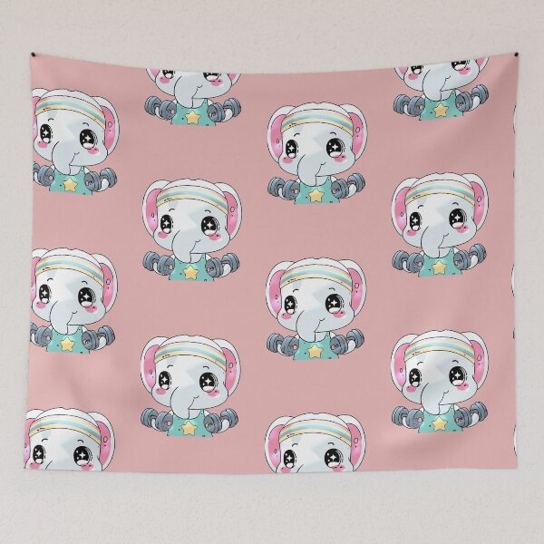 Item preview, Kawaii Elephant Gym Cute Fitness Animal Workout Motivational Sticker designed and sold by AstronautMerch.
