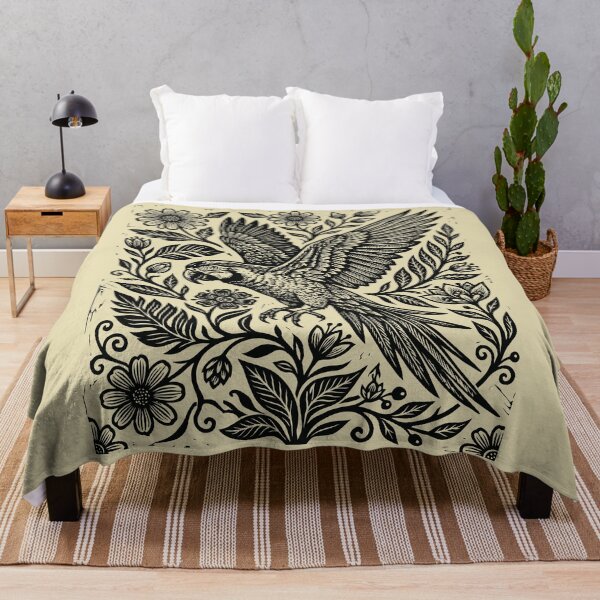 Item preview, Linocut Parrot Gothic Floral Cottagecore Birdwatching designed and sold by Y-Vibes.