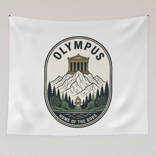 Item preview, Mount Olympus Greek Mythology Temple Mountain Badge designed and sold by k3rstman1.