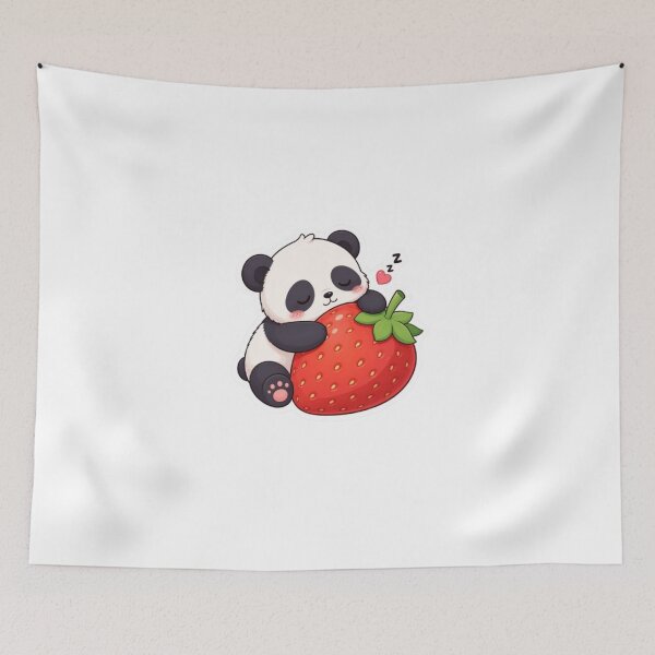 Item preview, Cute Baby Panda Sleeping on Giant Strawberry Sticker designed and sold by Saeed  Ahmad.