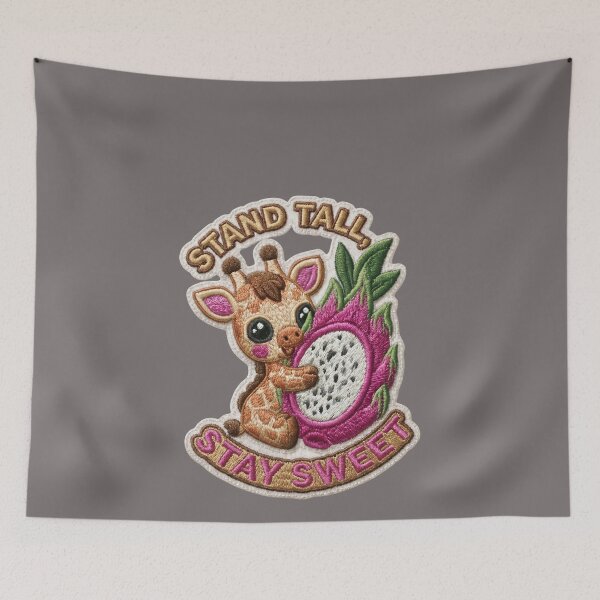 Item preview, Stand Tall Stay Sweet Giraffe Dragon Fruit Patch designed and sold by MegaNovaArt.
