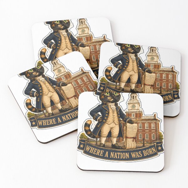 Item preview, Tortoiseshell Cat Independence Hall — Funny Patriotic Cat Gift — American History Cat Lover Shirt Sticker America 250 designed and sold by Martin's_Design.
