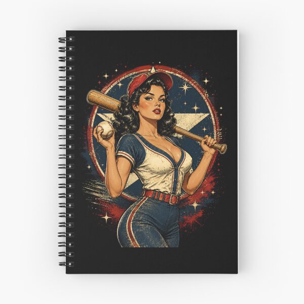 Item preview, Vintage Baseball Pin-Up Girl | Retro Softball Player Americana Shirt designed and sold by ArcaneArtistry.