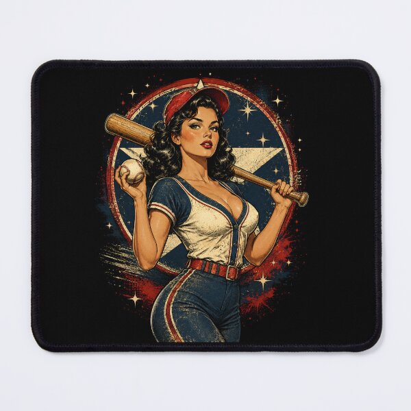 Item preview, Vintage Baseball Pin-Up Girl | Retro Softball Player Americana Shirt designed and sold by ArcaneArtistry.